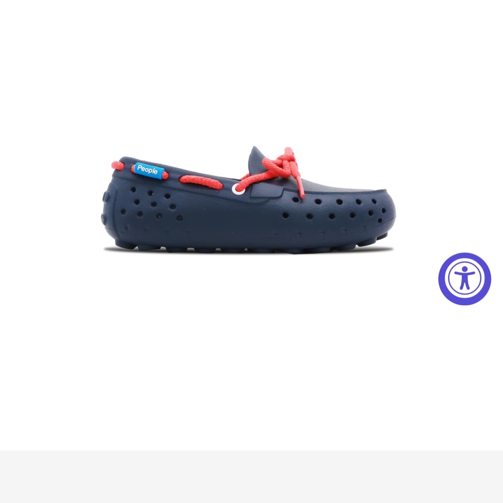 Kids Navy Moccasins with Red Laces